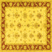 Square Machine Washable Persian Yellow Traditional Rug, wshtr1327yw