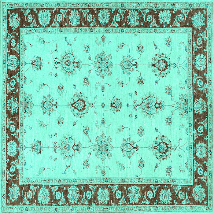Square Machine Washable Persian Turquoise Traditional Area Rugs, wshtr1327turq