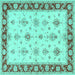 Square Machine Washable Persian Turquoise Traditional Area Rugs, wshtr1327turq