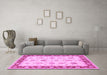 Machine Washable Persian Pink Traditional Rug in a Living Room, wshtr1327pnk