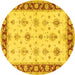 Round Persian Yellow Traditional Rug, tr1327yw