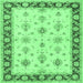 Square Machine Washable Persian Emerald Green Traditional Area Rugs, wshtr1327emgrn