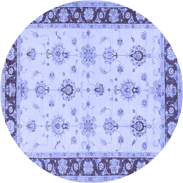 Round Persian Blue Traditional Rug, tr1327blu