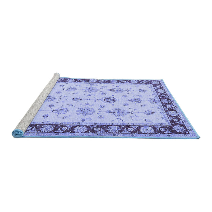 Sideview of Machine Washable Persian Blue Traditional Rug, wshtr1327blu