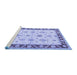 Sideview of Machine Washable Persian Blue Traditional Rug, wshtr1327blu