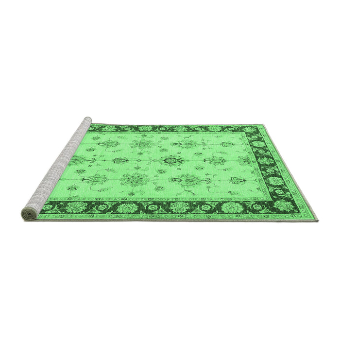 Sideview of Machine Washable Persian Emerald Green Traditional Area Rugs, wshtr1327emgrn