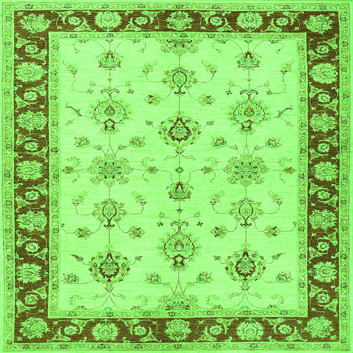 Round Machine Washable Persian Green Traditional Area Rugs, wshtr1327grn