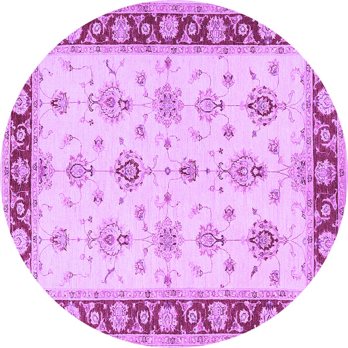 Round Machine Washable Persian Purple Traditional Area Rugs, wshtr1327pur