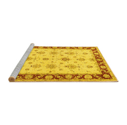Sideview of Machine Washable Persian Yellow Traditional Rug, wshtr1327yw