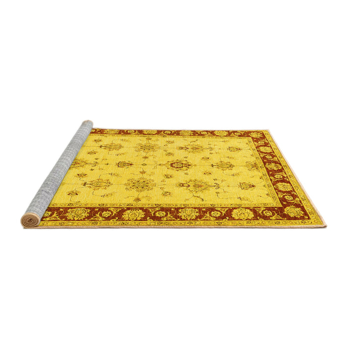 Sideview of Machine Washable Persian Yellow Traditional Rug, wshtr1327yw