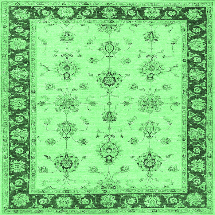 Square Persian Emerald Green Traditional Rug, tr1327emgrn