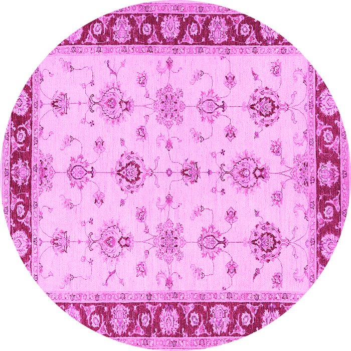 Round Machine Washable Persian Pink Traditional Rug, wshtr1327pnk