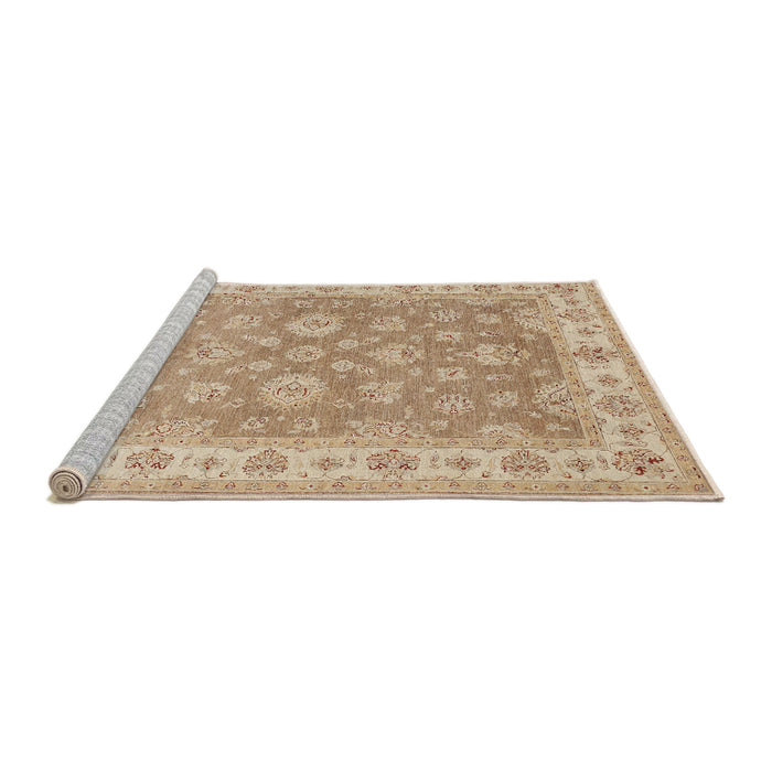 Sideview of Machine Washable Traditional Brown Rug, wshtr1328