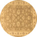 Round Persian Brown Traditional Rug, tr1328brn