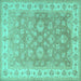 Square Machine Washable Persian Turquoise Traditional Area Rugs, wshtr1328turq