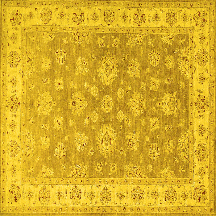 Square Machine Washable Persian Yellow Traditional Rug, wshtr1328yw