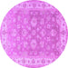 Round Machine Washable Persian Purple Traditional Area Rugs, wshtr1328pur