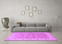 Machine Washable Persian Purple Traditional Area Rugs in a Living Room, wshtr1328pur