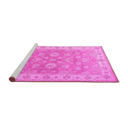Sideview of Machine Washable Persian Pink Traditional Rug, wshtr1328pnk