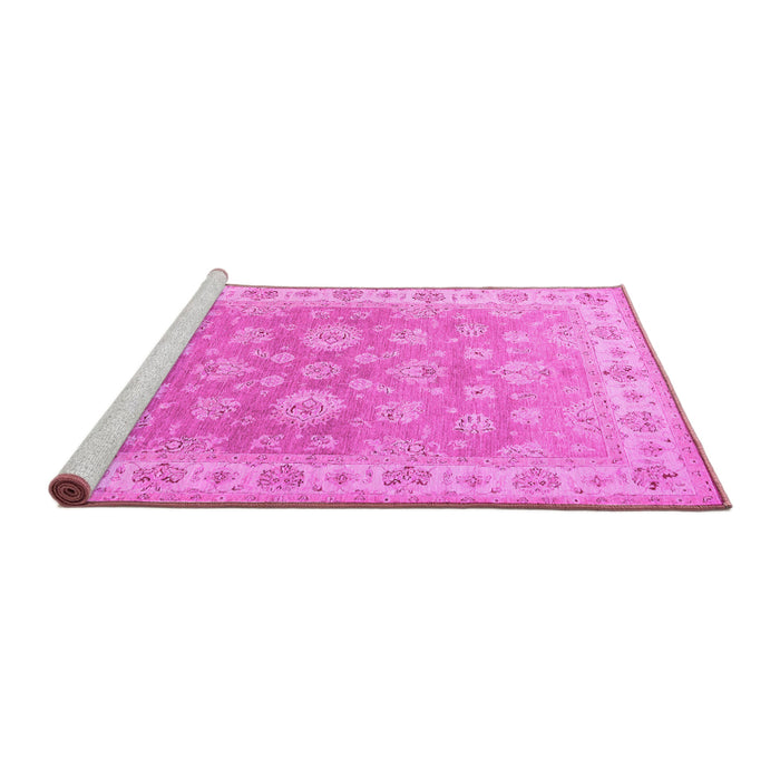 Sideview of Machine Washable Persian Pink Traditional Rug, wshtr1328pnk