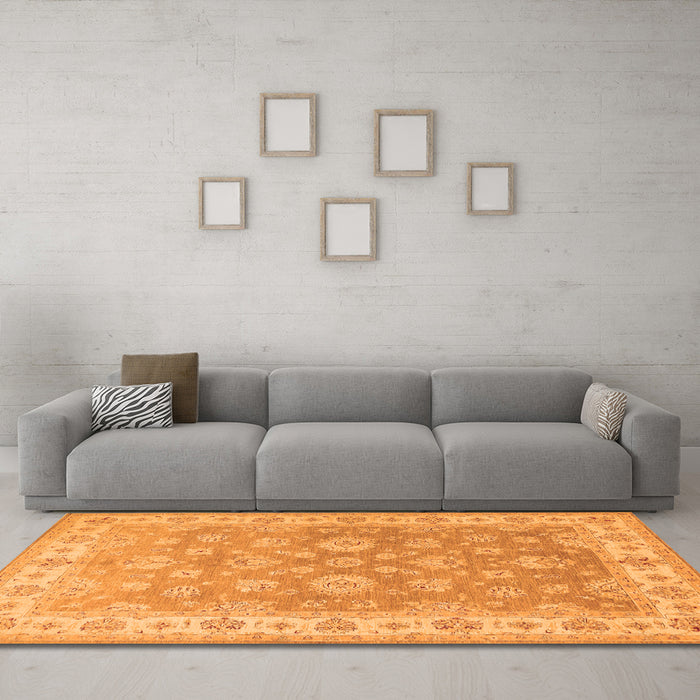 Machine Washable Persian Orange Traditional Area Rugs in a Living Room, wshtr1328org