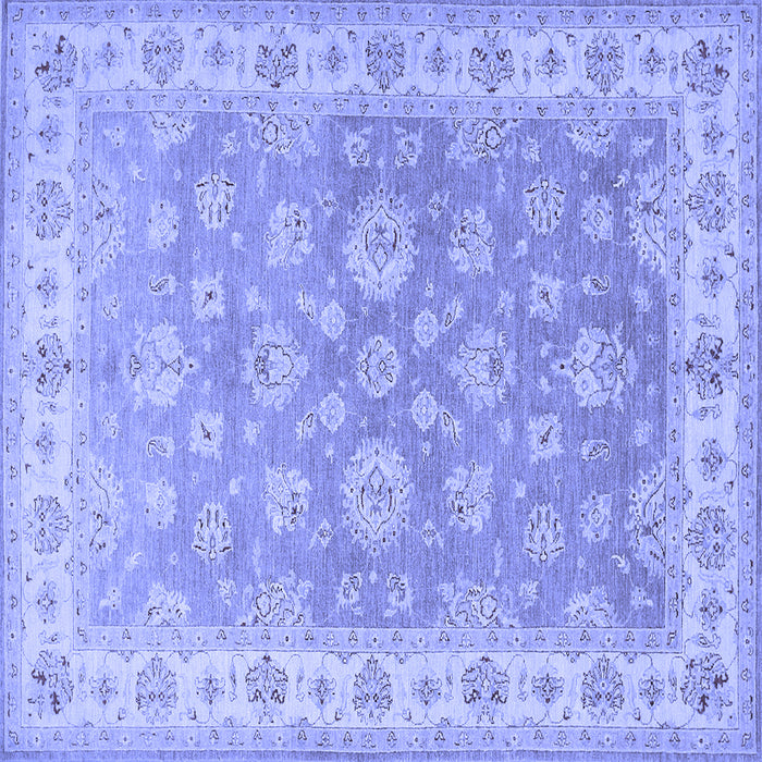 Square Machine Washable Persian Blue Traditional Rug, wshtr1328blu