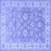 Square Machine Washable Persian Blue Traditional Rug, wshtr1328blu