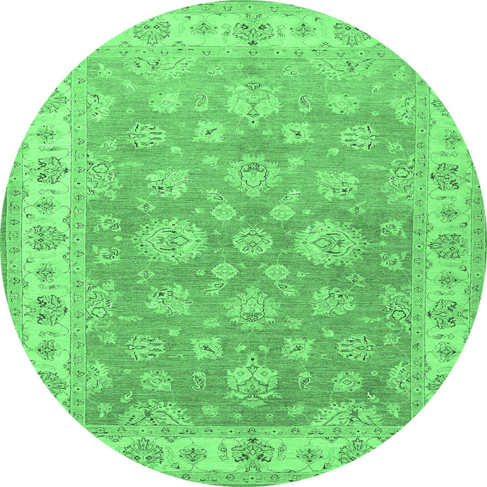 Round Persian Emerald Green Traditional Rug, tr1328emgrn