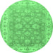 Round Persian Emerald Green Traditional Rug, tr1328emgrn