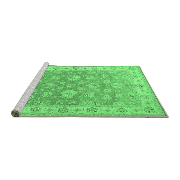 Sideview of Machine Washable Persian Emerald Green Traditional Area Rugs, wshtr1328emgrn