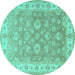 Round Persian Turquoise Traditional Rug, tr1328turq