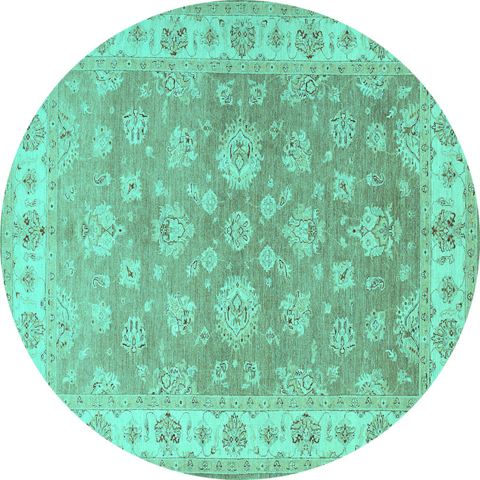Round Machine Washable Persian Turquoise Traditional Area Rugs, wshtr1328turq