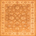 Round Machine Washable Persian Orange Traditional Area Rugs, wshtr1328org