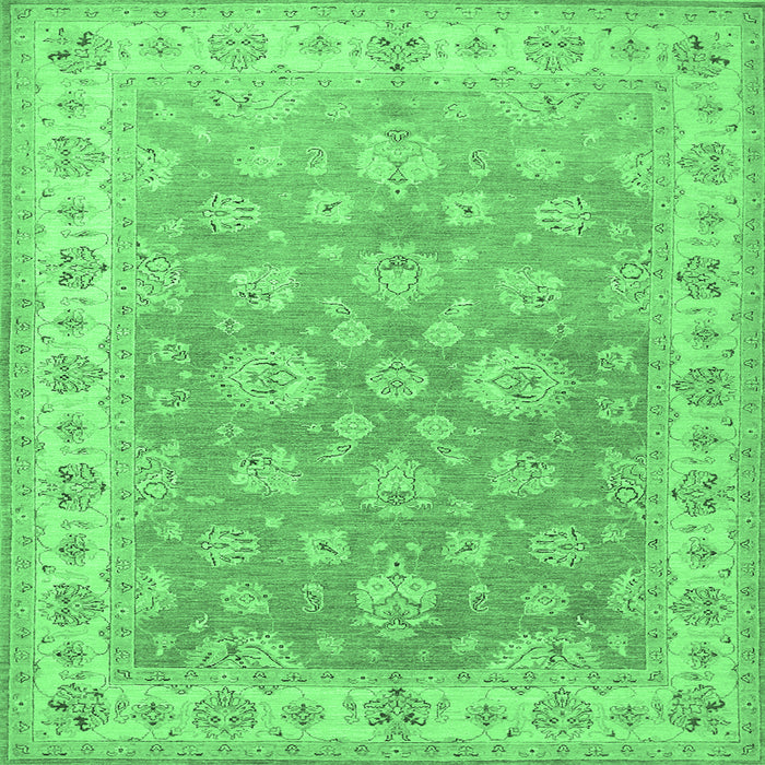 Square Persian Emerald Green Traditional Rug, tr1328emgrn