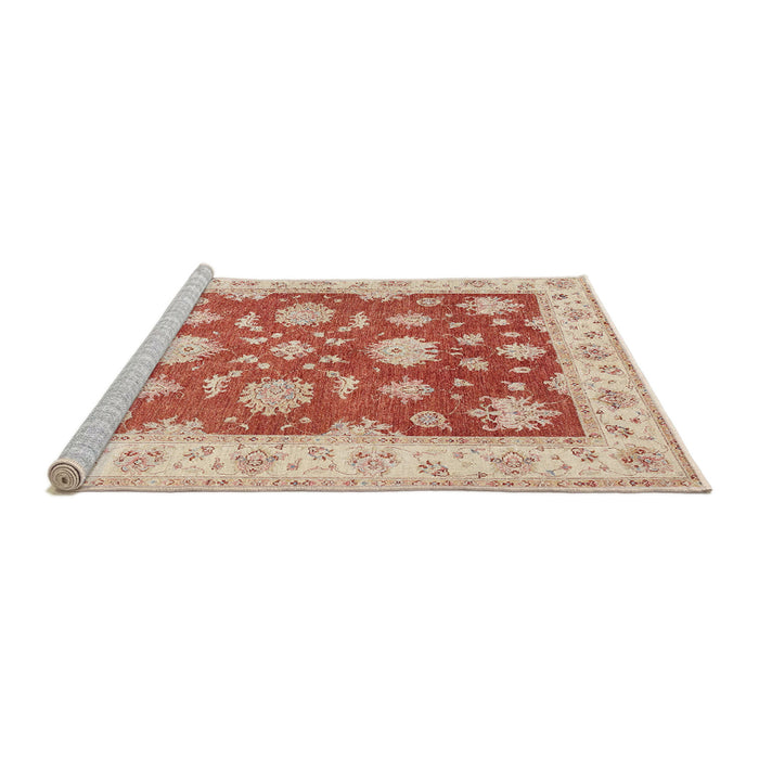 Sideview of Machine Washable Traditional Bright Orange Rug, wshtr1329