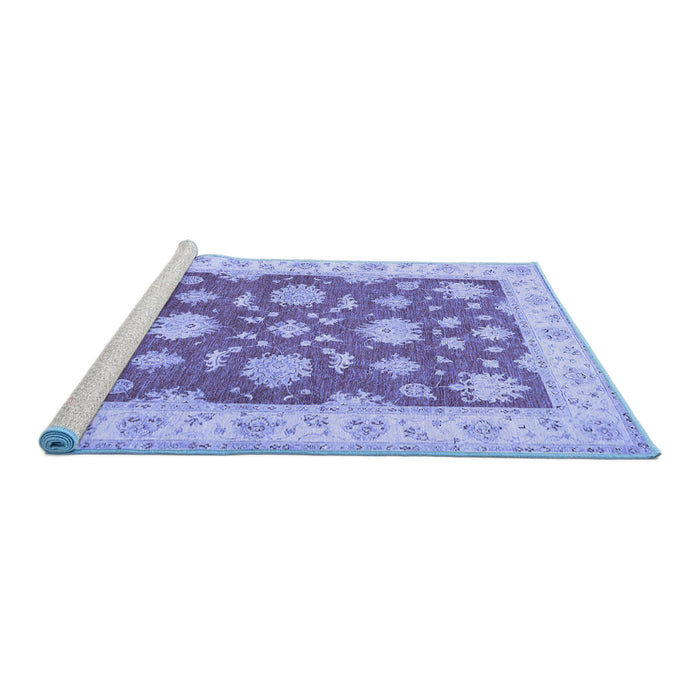 Sideview of Machine Washable Oriental Blue Traditional Rug, wshtr1329blu