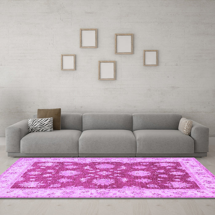 Machine Washable Oriental Purple Traditional Area Rugs in a Living Room, wshtr1329pur