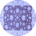 Round Oriental Blue Traditional Rug, tr1329blu