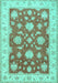 Machine Washable Oriental Turquoise Traditional Area Rugs, wshtr1329turq