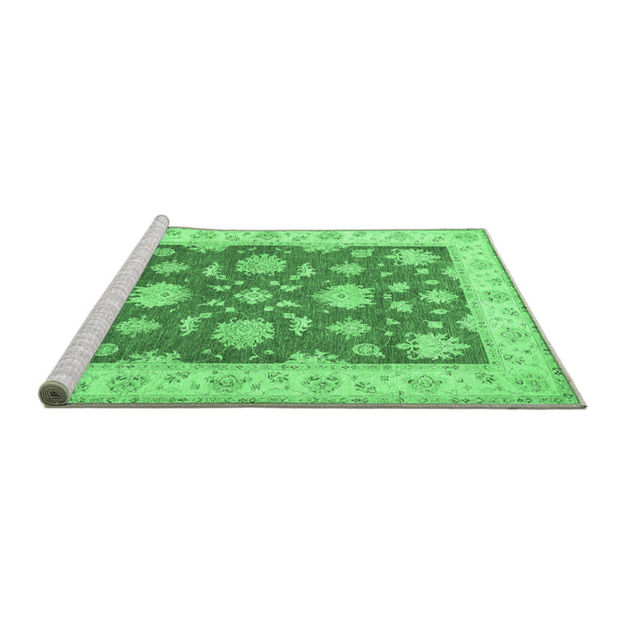 Sideview of Machine Washable Oriental Emerald Green Traditional Area Rugs, wshtr1329emgrn