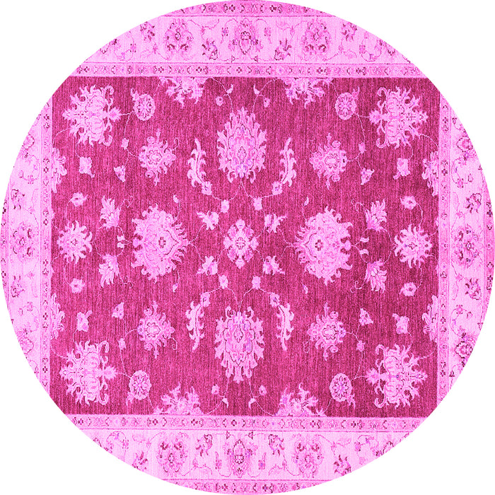 Round Oriental Pink Traditional Rug, tr1329pnk