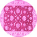 Round Oriental Pink Traditional Rug, tr1329pnk