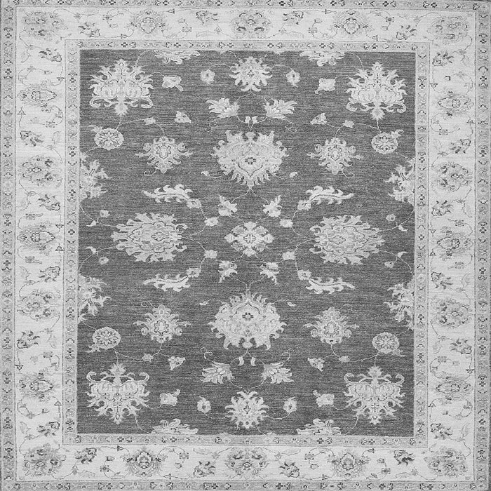 Round Machine Washable Oriental Gray Traditional Rug, wshtr1329gry