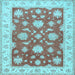 Square Oriental Light Blue Traditional Rug, tr1329lblu