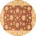 Round Oriental Brown Traditional Rug, tr1329brn