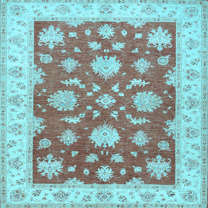 Square Machine Washable Oriental Light Blue Traditional Rug, wshtr1329lblu
