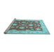 Sideview of Machine Washable Oriental Light Blue Traditional Rug, wshtr1329lblu