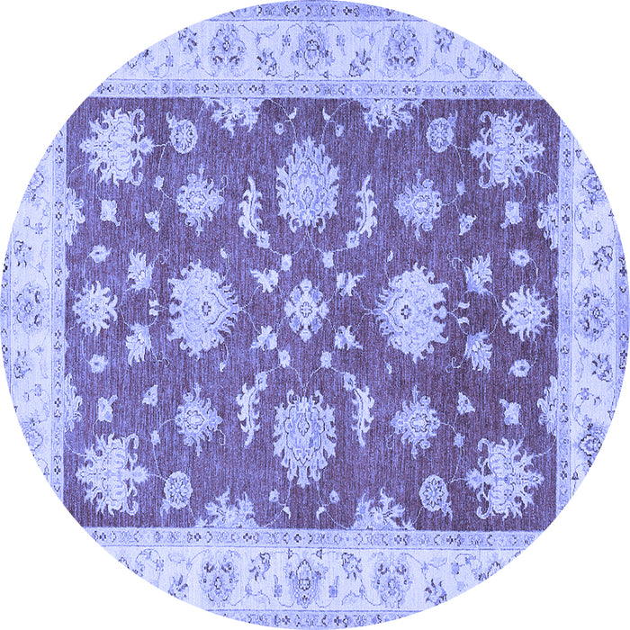 Round Machine Washable Oriental Blue Traditional Rug, wshtr1329blu