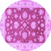 Round Oriental Purple Traditional Rug, tr1329pur