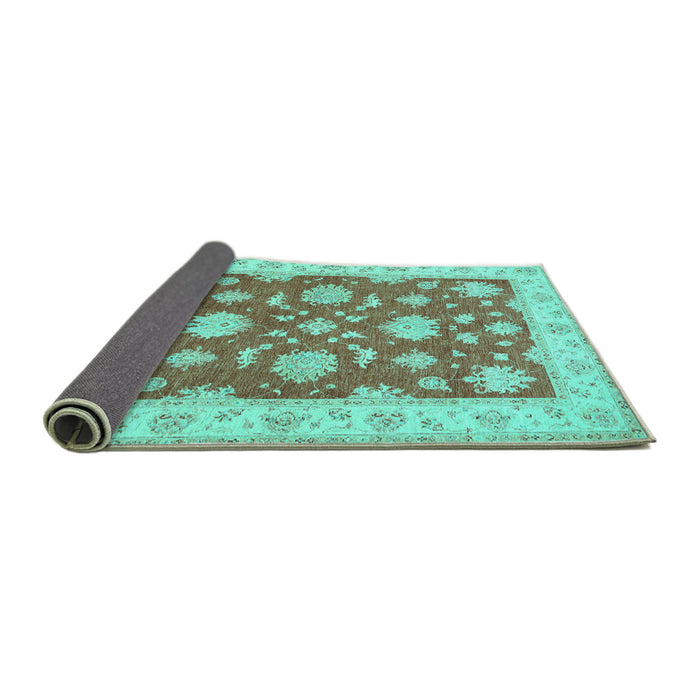 Sideview of Oriental Turquoise Traditional Rug, tr1329turq